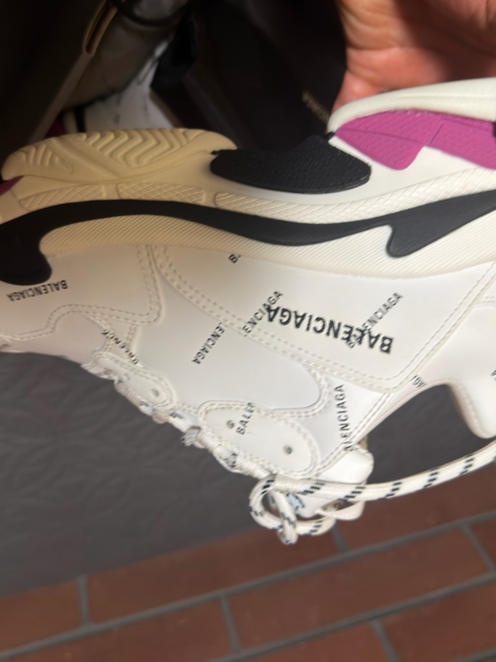 Balenciaga White Sneakers with Pink and Black Accents